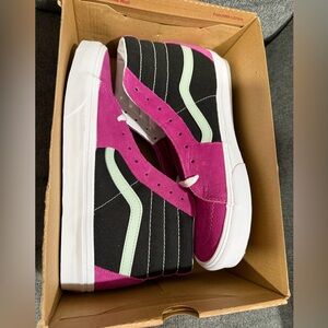 Vans Sk-8 Hi Sport Vintage Pink Suede Black Canvas Womens 9.5 Men’s 8 New